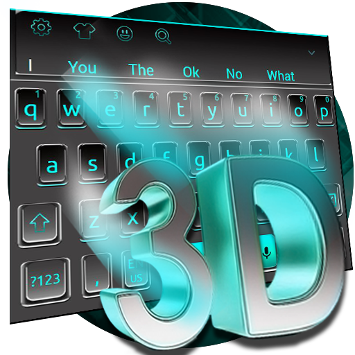 3D Blue Keyboard Theme