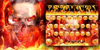 The fire skull cool keyboard theme постер