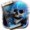 Ice blue fire skull cool mobile phone theme