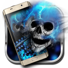 Ice blue fire skull cool mobile phone theme simgesi