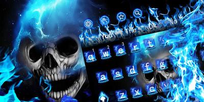 Ice blue fire skull cool mobile phone theme-poster