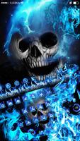 Ice blue fire skull cool mobile phone theme Ekran Görüntüsü 1