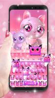 Pink Cat Love Keyboard Theme poster