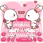 Pink Love Rabbit Keyboard Theme icône