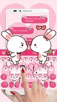 Pink Love Rabbit Keyboard Theme Affiche