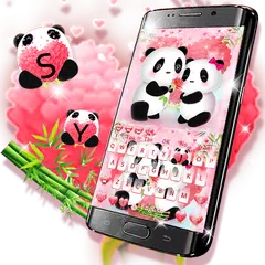 Cute Pink Love Panda Keyboard Theme APK 下載
