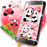 Cute Pink Love Panda Keyboard Theme أيقونة