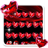 O tema do teclado do coração do diamante ícone