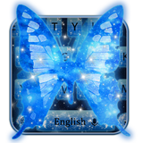 Dream butterfly blue glow&starry sky neon keyboard icon