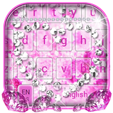 Shiny Pink Glitter Diamond Heart Keyboard Theme icono