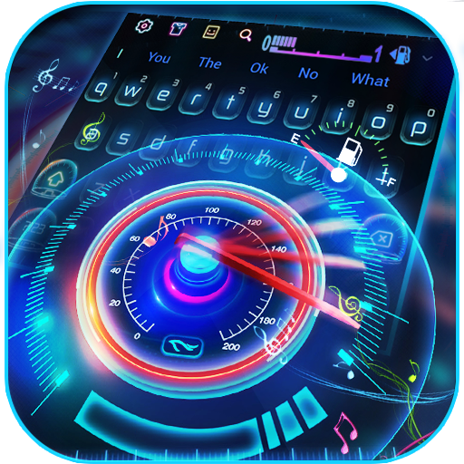 Neon Racing Car Speedometer Keyboard Theme