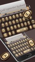 3D Gold Typewriter Keyboard Theme penulis hantaran