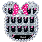 Silver glitter bow mouse keyboard theme ícone