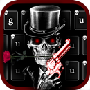 Red Rose Skull Gun Keyboard Theme aplikacja