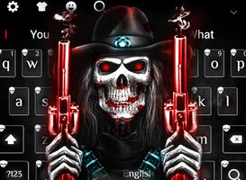 Blood Skull Fire Guns Keyboard Theme Affiche