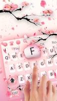 Pink peach petal butterfly keyboard theme Affiche