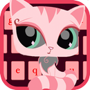 Pink flower cartoon kitty keyboard theme APK