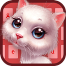 Red cute white kitty keyboard theme APK