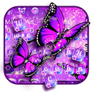 Thème de clavier Purple Neon Butterfly APK