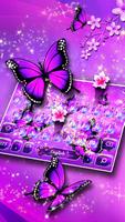 Тема пурпурной неоновой бабочки постер