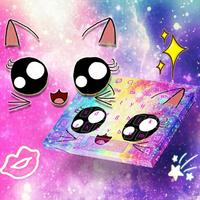 Galaxy Kitty Emoji Keyboard Theme Affiche