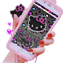 Pink hello Kitty diamond Bow Keyboard tema APK