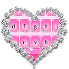 Pink Diamond Heart Keyboard Theme icône