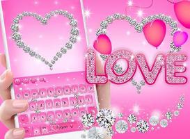 Pink Diamond Heart Keyboard Theme capture d'écran 1