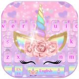 Pink Flower Unicorn Keyboard Theme আইকন