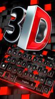 3D Merah Hitam Keyboard Tema poster