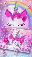 Girly Glisten Unicorn Kitty Keyboard โปสเตอร์