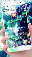 Cool Aqua Luminous Keyboard Theme скриншот 1