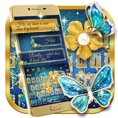 SMS Luxury Gold Butterflyキーボードテーマ アプリダウンロード