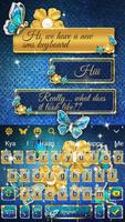 SMS Luxury Gold Butterfly Keyboard Theme syot layar 3