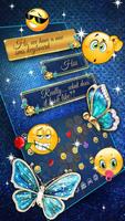 SMS Luxury Gold Butterfly Keyboard Theme syot layar 1