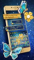 SMS Luxury Gold Butterfly Keyboard Theme syot layar 2