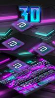 Purple Neon Glossy Tech Keyboard Plakat