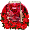 Red Rose water drops keyboard Theme