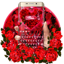 Red Rose water drops keyboard Theme APK