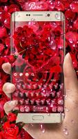 Red Rose water drops keyboard Affiche