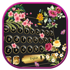 Clavier de printemps Fleurs noires Thème icône