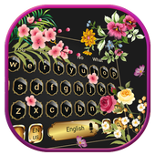 Spring Black Flowers keyboard Theme icon