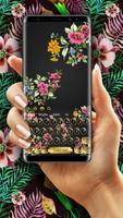 Spring Black Flowers keyboard Theme syot layar 2