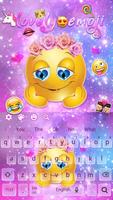 Galaxy Lovely Cute Emoji Keyboard Theme capture d'écran 3