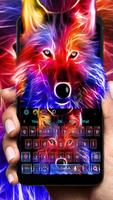 3D Wild Neon Wolf Keyboard Theme Plakat