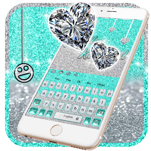 Silver And Blue Butterfly Glitter Keyboard Theme
