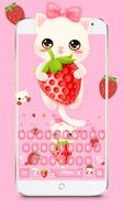 Strawberry Kitty Cartoon Keyboard Theme screenshot 3