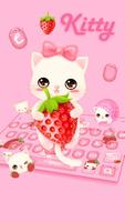 Strawberry Kitty Cartoon Keyboard Theme screenshot 1