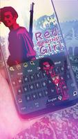 Red Anarchist Girl - graffiti Keyboard Theme 스크린샷 1