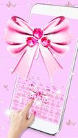 Pink SMS Keyboard Theme Diamond Ribbon Plakat